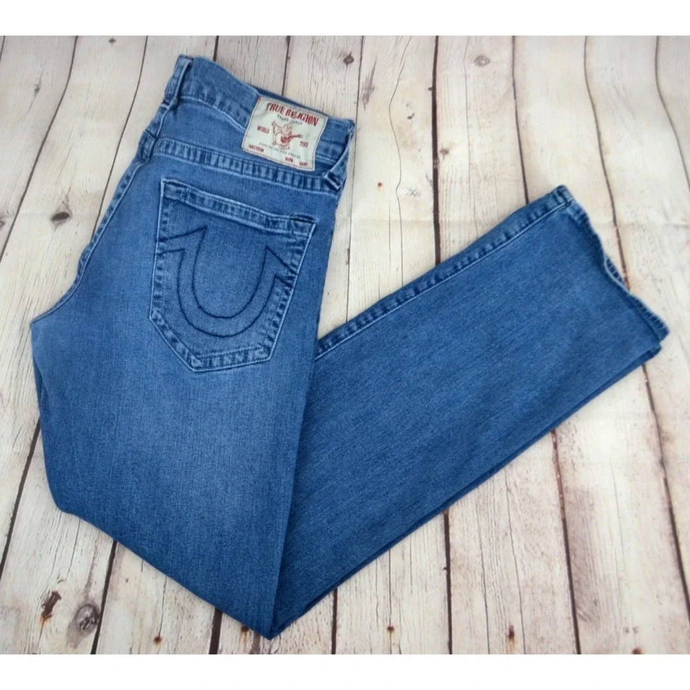 TRUE RELIGION Men's Ricky Relaxed Straight Jeans SIZE 34/33 Medium Wash